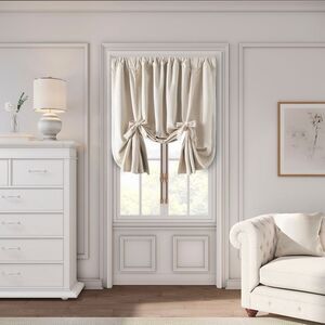 Ricardo Velvet Rod Pocket w/Back Tabs Tie-Up Panel w/Backout Lining 50x63 Bone